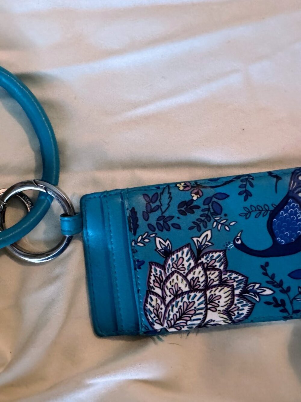 Vera Bradley Peacock Garden Bangle Wristlet Wallet Blue